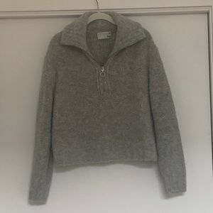 Wilfred Aritizia quarter zip grey sweater alpaca blend M medium